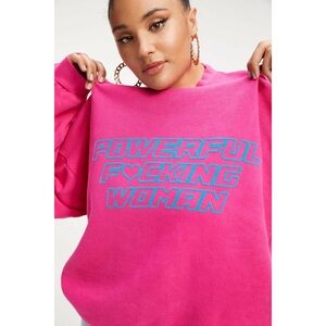 Good American "Powerful Woman" pink sweatshirt